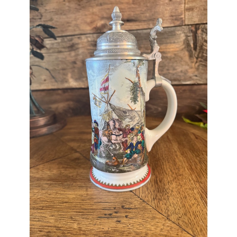 Kurt Hammer Nautical Sailing Ship Ceramic Beer Stein with Pewter Lid Vintage